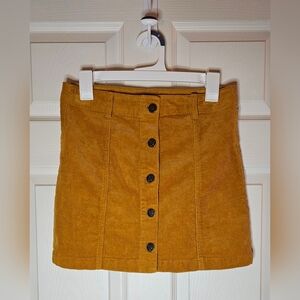 Forever 21 Mustard Yellow Corduroy Button-Front Mini Skirt - Size Medium